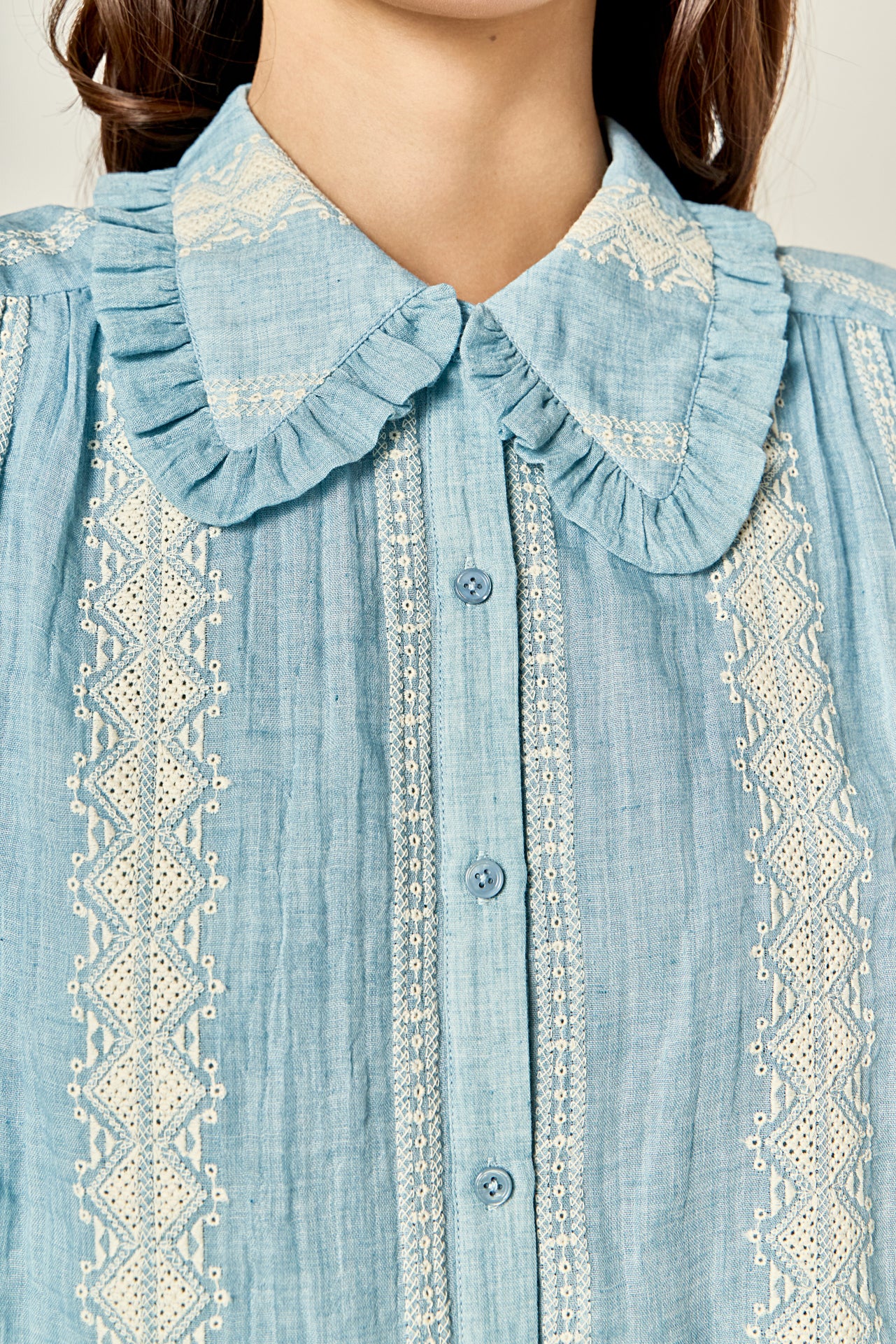 Embroidered Ruffle Collar Blouse – English Factory