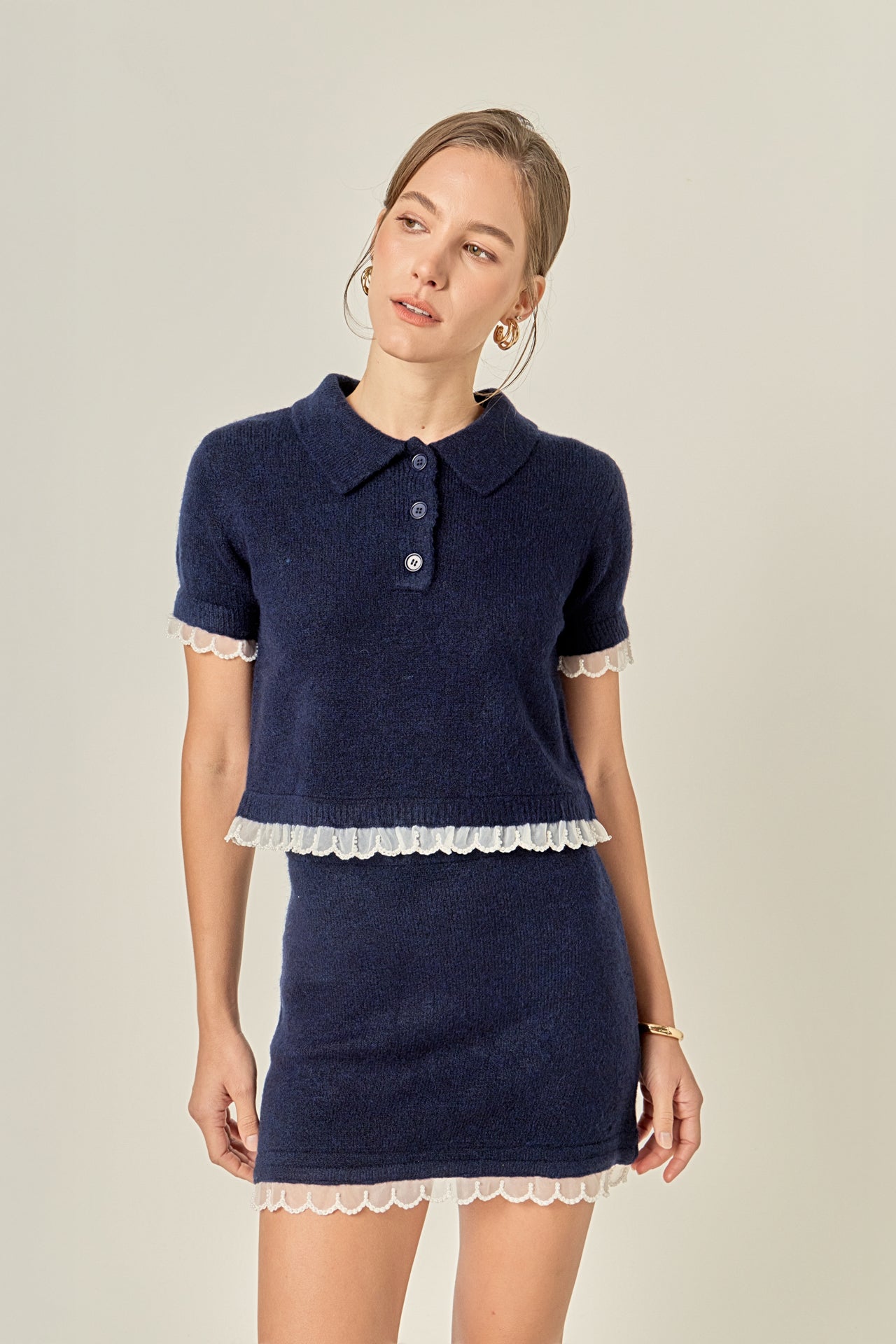 Scallop Detailed Knit Top – English Factory