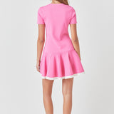 Pleated Mini Knit Dress