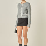 Scallop Pearl Detail Knit Cardigan