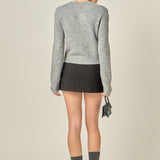 Scallop Pearl Detail Knit Cardigan