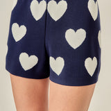 Heart Patterned Knit Shorts