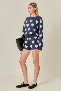 Heart Patterned Knit Shorts