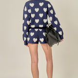 Heart Patterned Knit Shorts