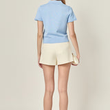 Ruffle Trim Collared Knit Top