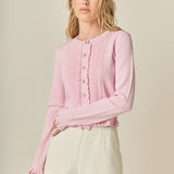 Ruffle Placket Knit Cardigan