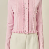Ruffle Placket Knit Cardigan