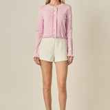 Ruffle Placket Knit Cardigan