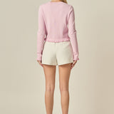 Ruffle Placket Knit Cardigan