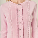 Ruffle Placket Knit Cardigan