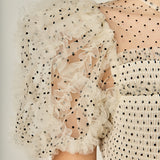 Polka Dot Puff Sleeve Peplum Top