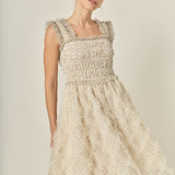 Polka Dot Organza Smocked Midi Dress