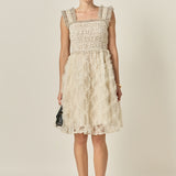 Polka Dot Organza Smocked Midi Dress