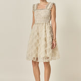 Polka Dot Organza Smocked Midi Dress