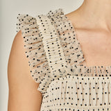 Polka Dot Organza Smocked Midi Dress