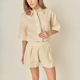 Fleur Trim Linen Shirt