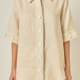 Fleur Trim Linen Shirt