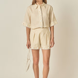 Fleur Trim Linen Shirt