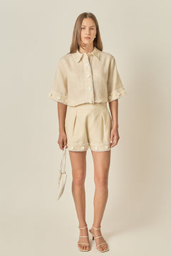 Fleur Trim Linen Shirt