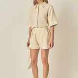 Fleur Trim Linen Shirt