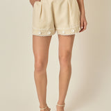 Fleur Trim Linen Shorts
