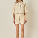 Fleur Trim Linen Shorts