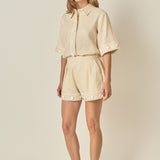 Fleur Trim Linen Shorts