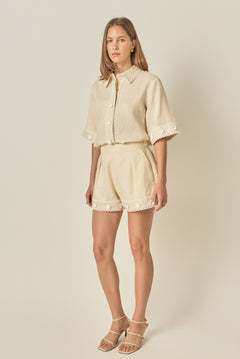 Fleur Trim Linen Shorts