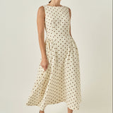 Polka Dot Sleeveless Midi Dress