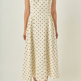 Polka Dot Sleeveless Midi Dress