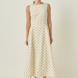 Polka Dot Sleeveless Midi Dress