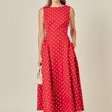Polka Dot Sleeveless Midi Dress