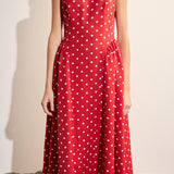 Polka Dot Sleeveless Midi Dress