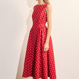 Polka Dot Sleeveless Midi Dress