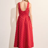 Polka Dot Sleeveless Midi Dress