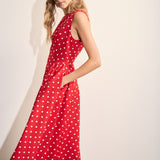 Polka Dot Sleeveless Midi Dress