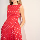 Polka Dot Sleeveless Midi Dress