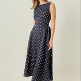 Polka Dot Sleeveless Midi Dress