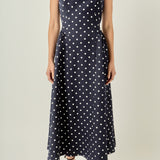 Polka Dot Sleeveless Midi Dress