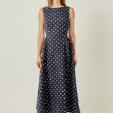 Polka Dot Sleeveless Midi Dress