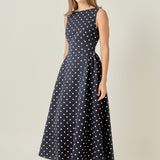 Polka Dot Sleeveless Midi Dress