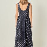 Polka Dot Sleeveless Midi Dress