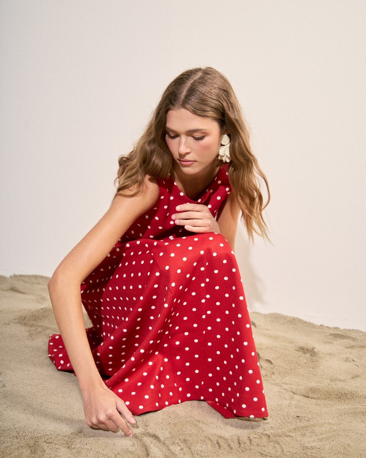 midi dress polka dot Polka Dot Sleeveless Midi Dress – English Factory
