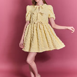 Bow Detailed Puff Sleeve Mini Dress