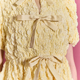 Bow Detailed Puff Sleeve Mini Dress