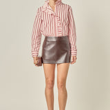 Ruffled Stripe Button-Up Shirt