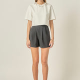 Embellished Pearl Neckline Top