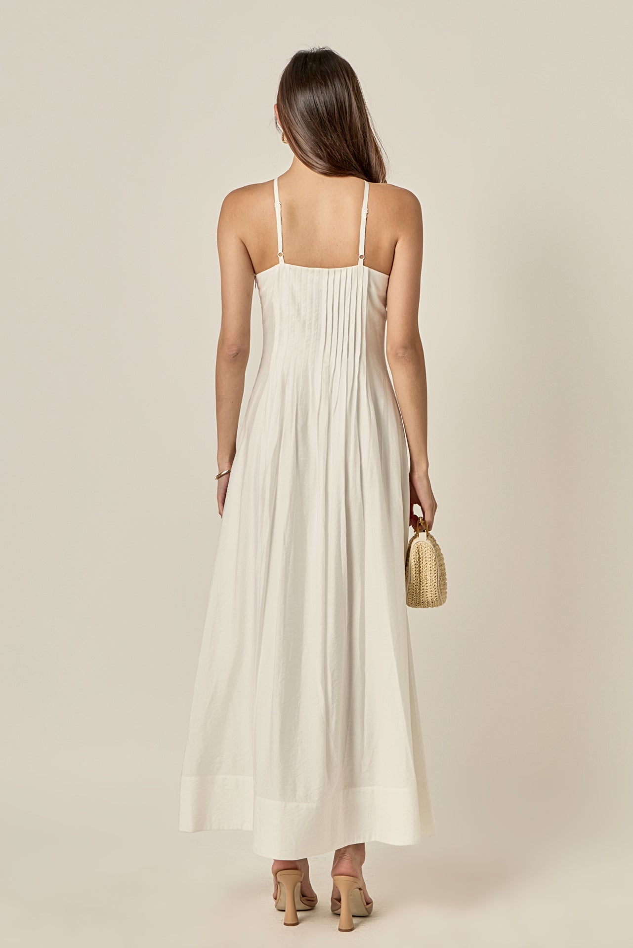 English Factory - Crochet Flower Trim Halter Maxi Dress OFF White / L English Factory - Crochet Flower Trim Halter Maxi Dress OFF White / L