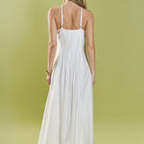 Crochet Flower Trim Halter Maxi Dress