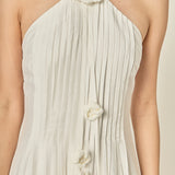 Crochet Flower Trim Halter Maxi Dress